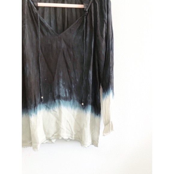 Gypsy 05 | Tie Dye Boho Blouse in Dina Black Blue - Picture 5 of 7